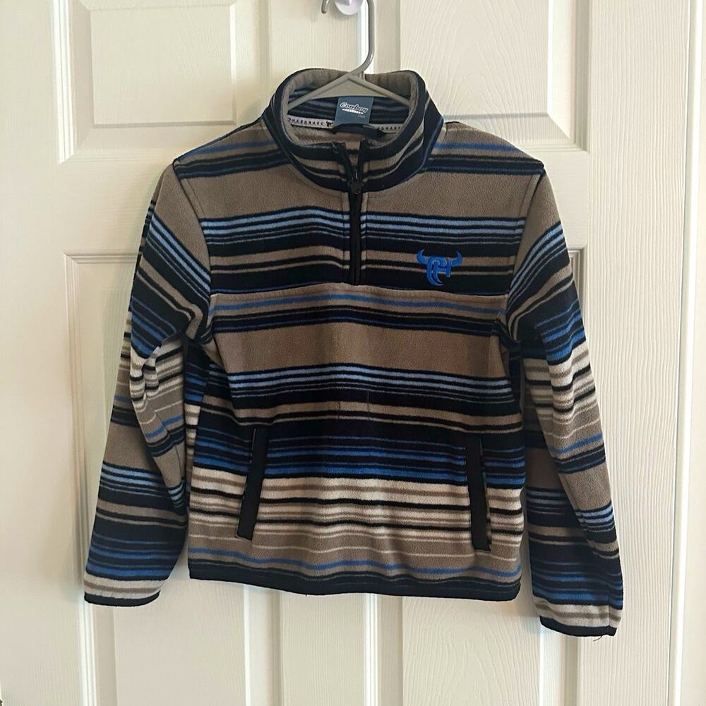 Cowboy Hardware Boys Striped 1/4 Zip Fleece Sweatshirt Pockets M 7-8